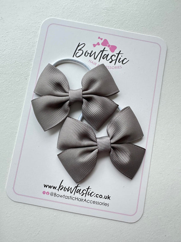 2.5 Inch Butterfly Bow Thin Elastic - Metal Grey - 2 Pack