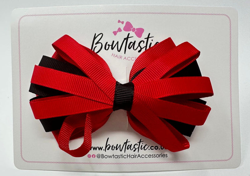 4 Inch Loop Bow - Red & Black