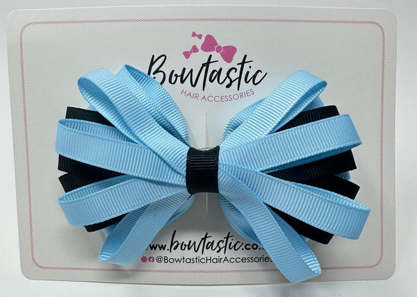 4 Inch Loop Bow - Blue Topaz & Black