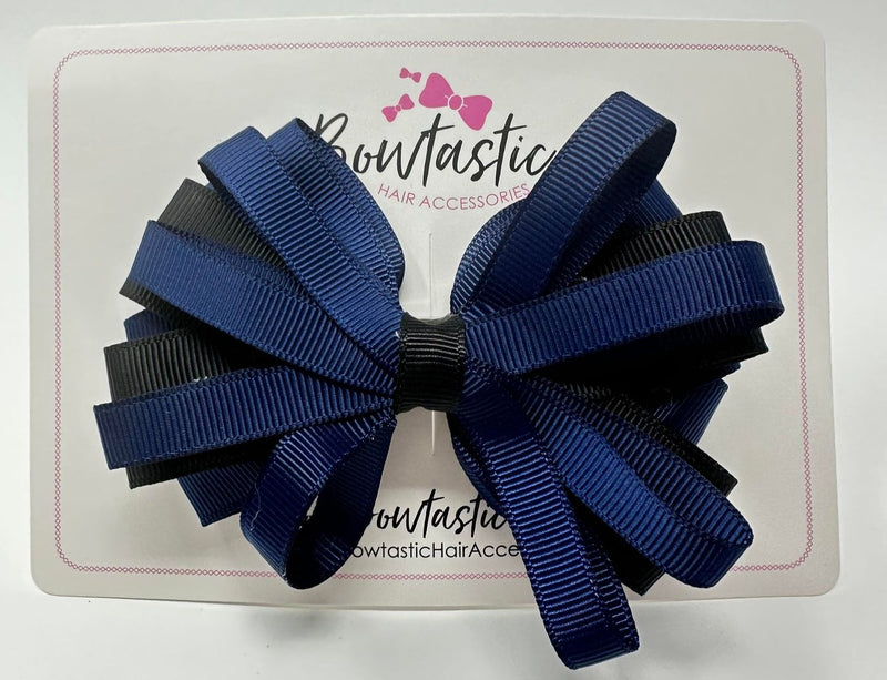 4 Inch Loop Bow - Navy & Black