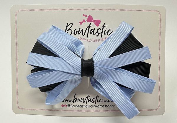 4 Inch Loop Bow - Bluebell & Black