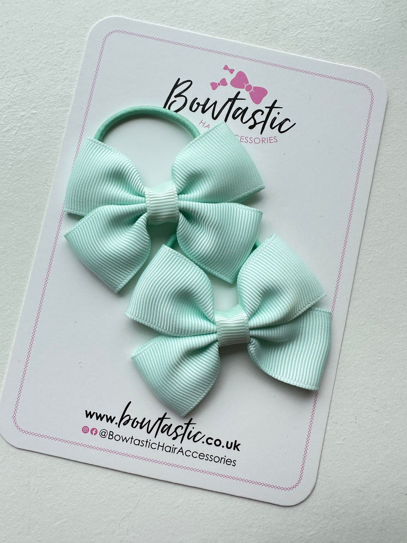 2.5 Inch Butterfly Bow Thin Elastic - Ice Mint - 2 Pack