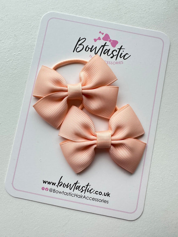2.5 Inch Butterfly Bow Thin Elastic - Petal Peach - 2 Pack