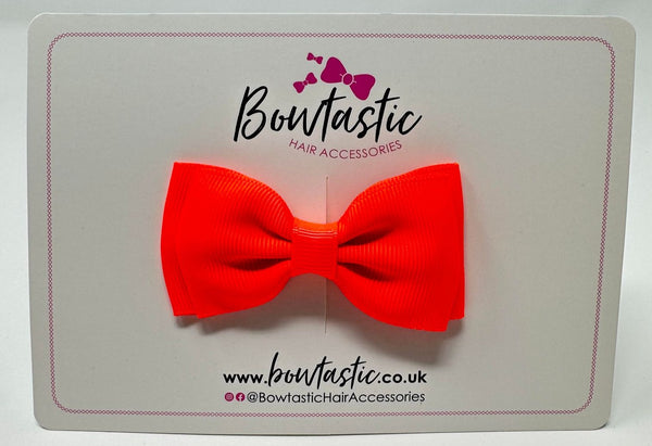 3 Inch Flat Double Bow - Neon Orange