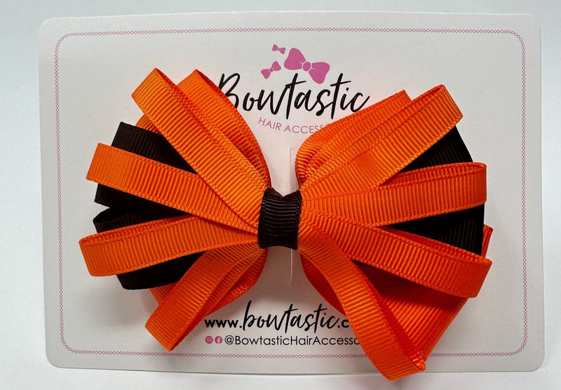 4 Inch Loop Bow - Orange & Black