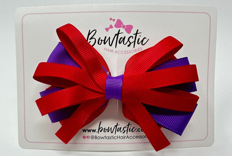 4 Inch Loop Bow - Purple & Red