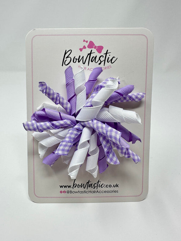 3.5 Inch Corker Bow - Lilac & White Gingham