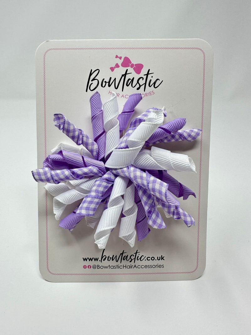 3.5 Inch Corker Bow - Lilac & White Gingham