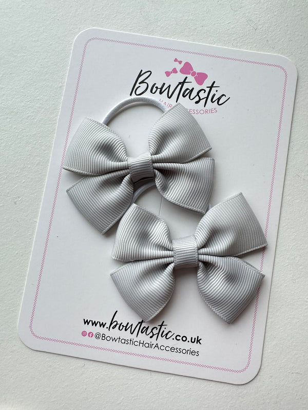 2.5 Inch Butterfly Bow Thin Elastic - Shell Grey - 2 Pack