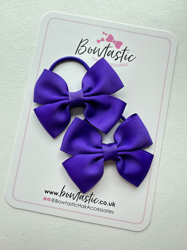 2.5 Inch Butterfly Bow Thin Elastic - Regal Purple - 2 Pack