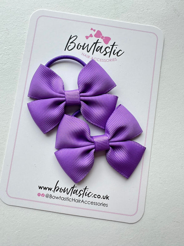 2.5 Inch Butterfly Bow Thin Elastic - Grape - 2 Pack