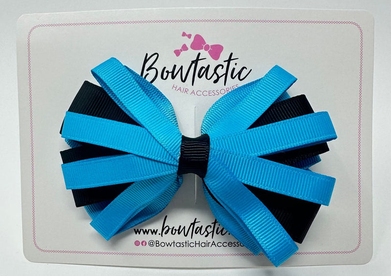 4 Inch Loop Bow - Turquoise & Black