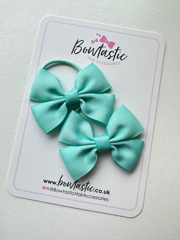 2.5 Inch Butterfly Bow Thin Elastic - Aqua - 2 Pack