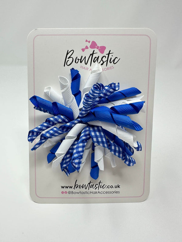 3.5 Inch Corker Bow - Royal Blue & White Gingham
