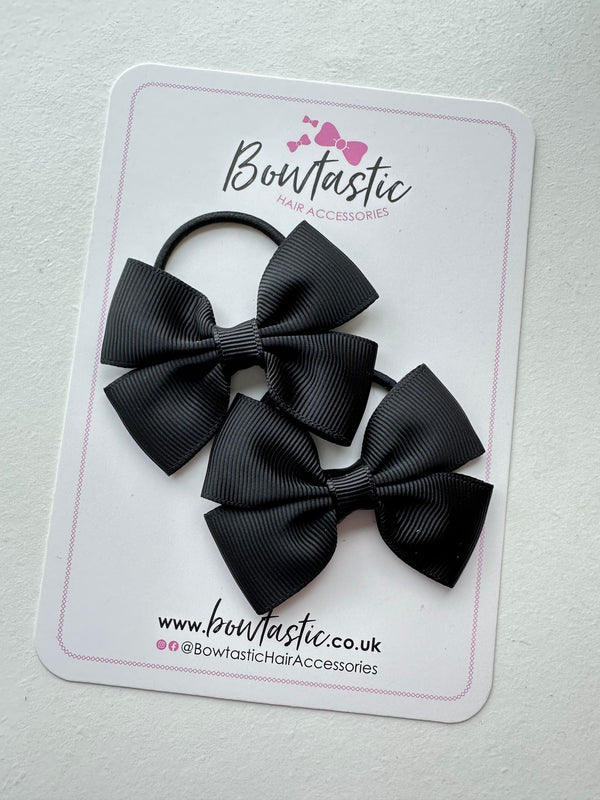 2.5 Inch Butterfly Bow Thin Elastic - Black - 2 Pack