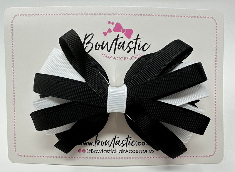 4 Inch Loop Bow - Black & White