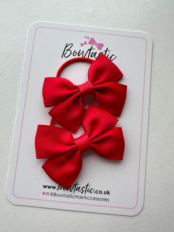 2.5 Inch Butterfly Bow Thin Elastic - Hot Red - 2 Pack