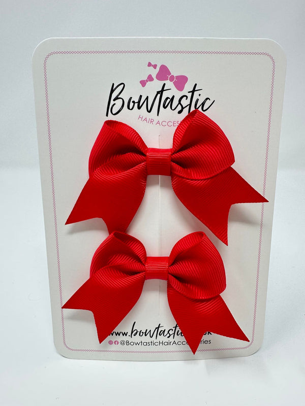 2.5 Inch Tail Bows - Hot Red - 2 Pack