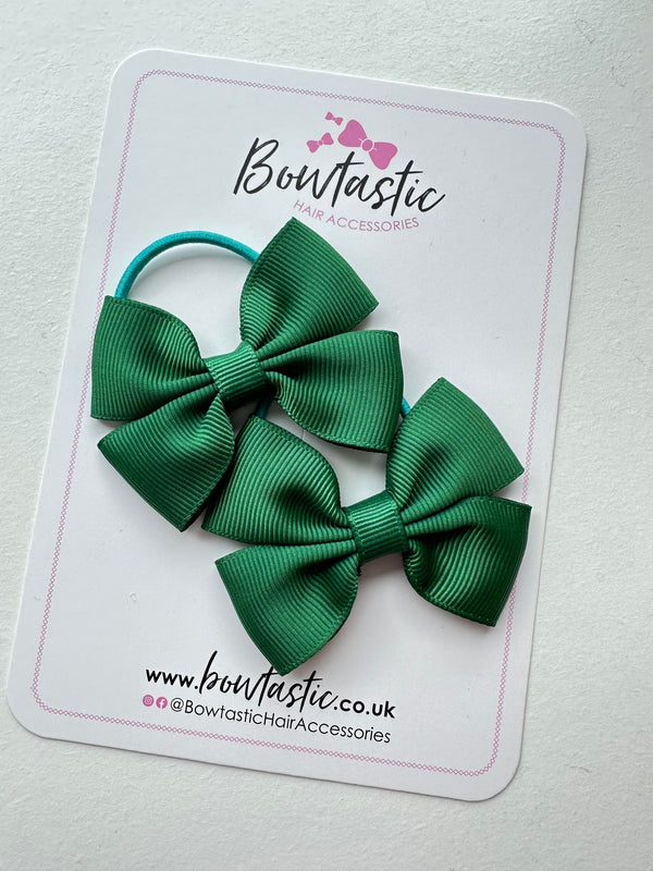 2.5 Inch Butterfly Bow Thin Elastic - Forest Green - 2 Pack