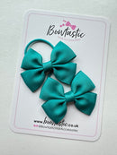 2.5 Inch Butterfly Bow Thin Elastic - Jade Green - 2 Pack