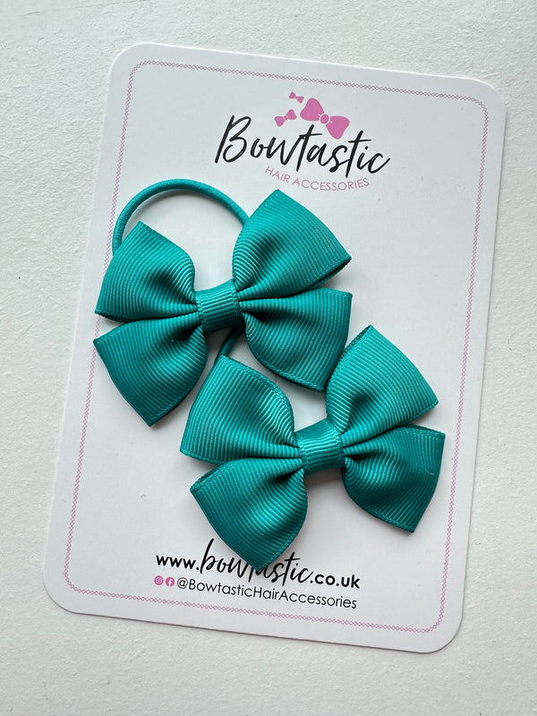 2.5 Inch Butterfly Bow Thin Elastic - Jade Green - 2 Pack