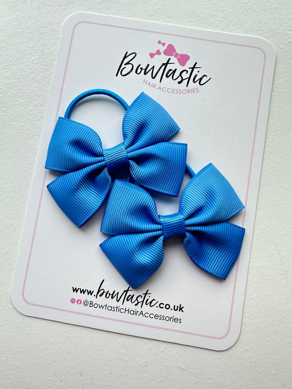 2.5 Inch Butterfly Bow Thin Elastic - Capri Blue - 2 Pack