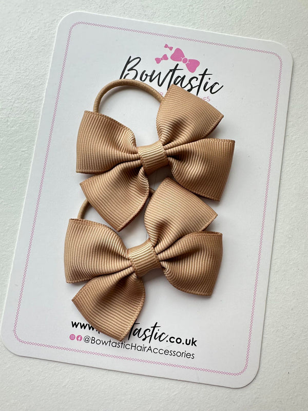 2.5 Inch Butterfly Bow Thin Elastic - Latte - 2 Pack