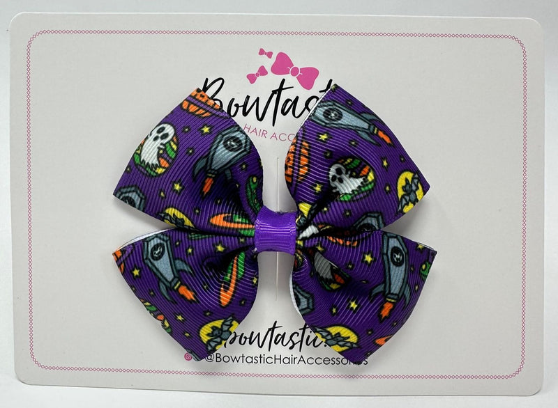Halloween - 4 Inch Butterfly Bow - Purple Spooky Space