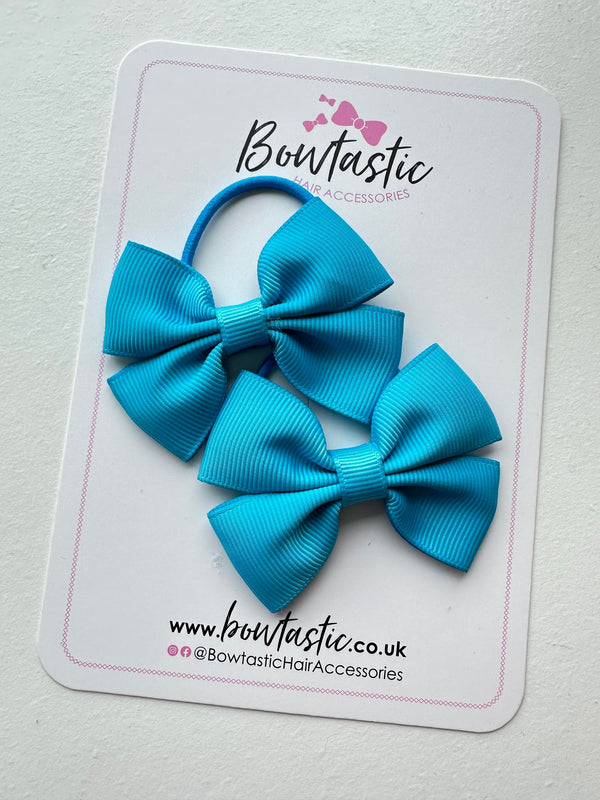 2.5 Inch Butterfly Bow Thin Elastic - Turquoise - 2 Pack