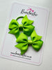 2.5 Inch Flat Bow Thin Elastic - Style 2 - Apple Green - 2 Pack