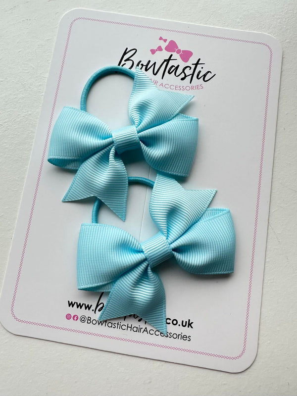 2.5 Inch Flat Bow Thin Elastic - Style 2 - Light Blue - 2 Pack