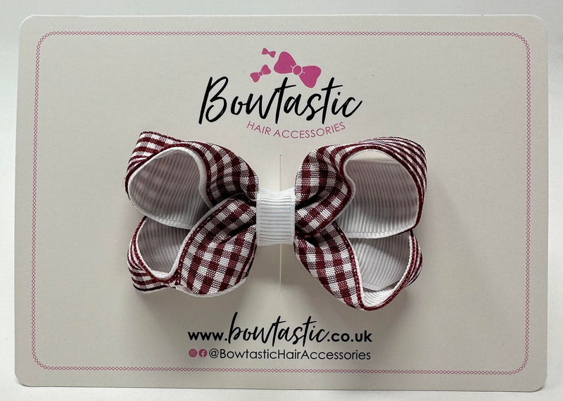 3 Inch Bow - Burgundy & White Gingham