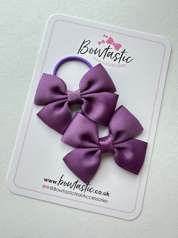 2.5 Inch Butterfly Bow Thin Elastic - Amethyst - 2 Pack