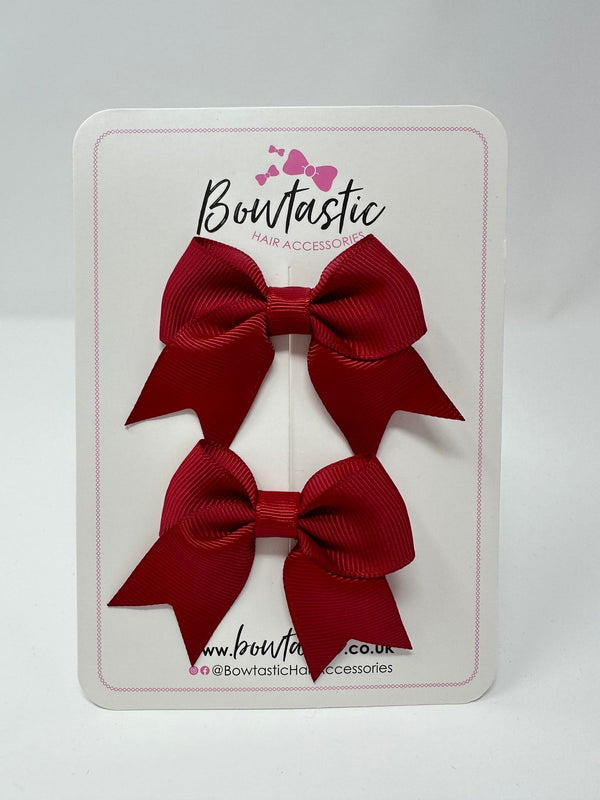 2.5 Inch Tail Bows - Scarlet Red - 2 Pack