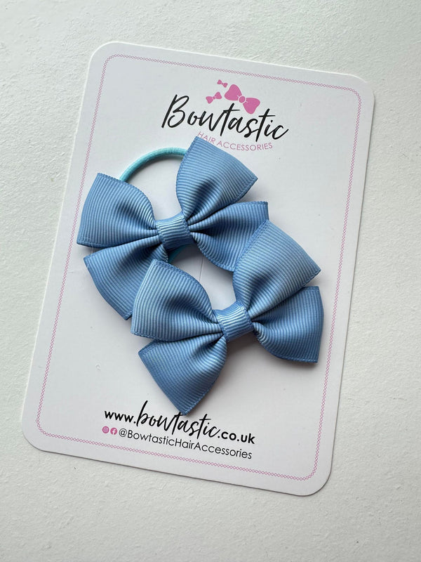 2.5 Inch Butterfly Bow Thin Elastic - French Blue - 2 Pack