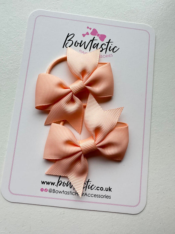 2.5 Inch Flat Bow Thin Elastic - Style 2 - Petal Peach - 2 Pack