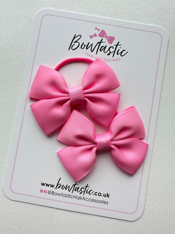 2.5 Inch Butterfly Bow Thin Elastic - Geranium Pink - 2 Pack
