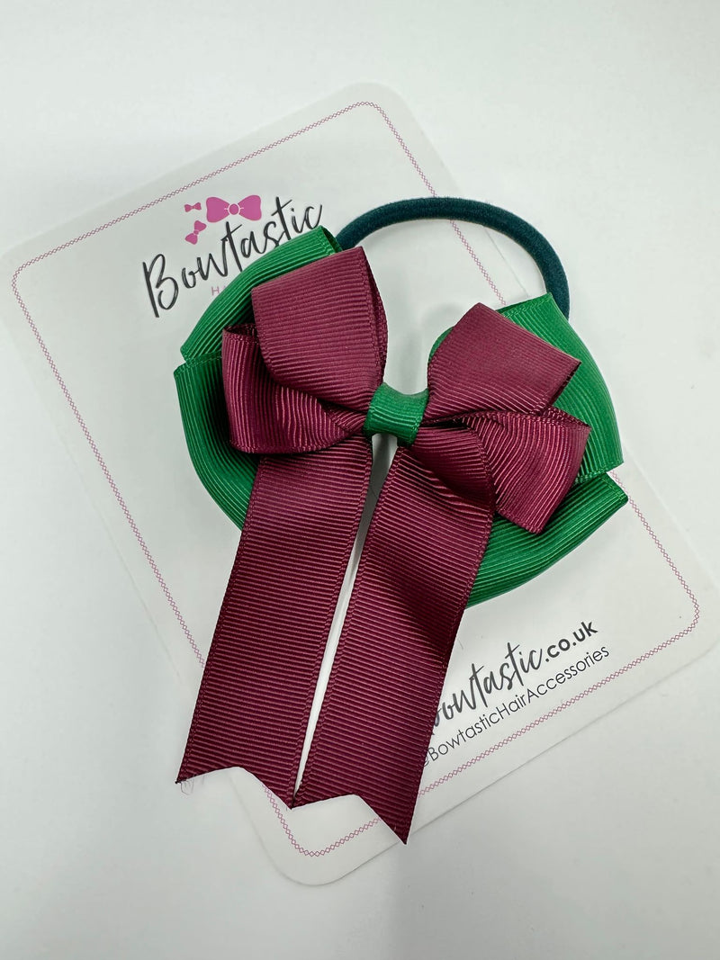 3.5 Inch Tail Bobble - Forest Green & Burgundy