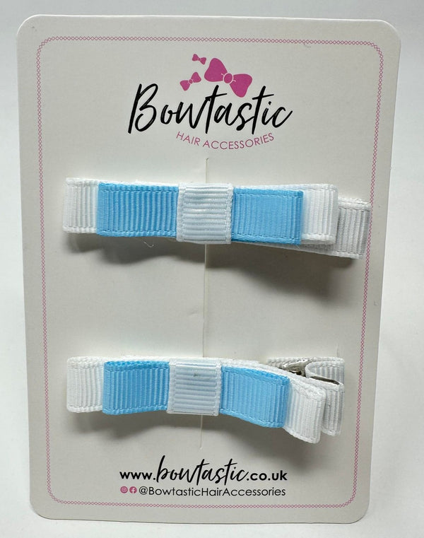 2 Inch Slide Bows - Blue Topaz & White - 2 Pack