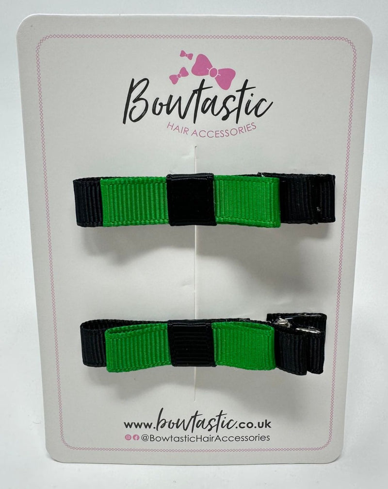 2 Inch Slide Bows - Emerald Green & Black - 2 Pack