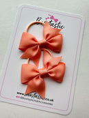 2.5 Inch Flat Bow Thin Elastic - Style 2 - Peach - 2 Pack