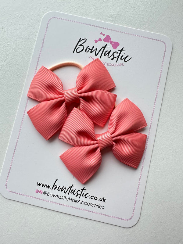 2.5 Inch Butterfly Bow Thin Elastic - Light Coral - 2 Pack