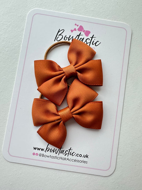 2.5 Inch Butterfly Bow Thin Elastic - Copper - 2 Pack