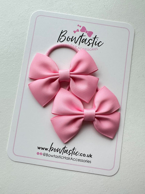 2.5 Inch Butterfly Bow Thin Elastic - Rose Pink - 2 Pack