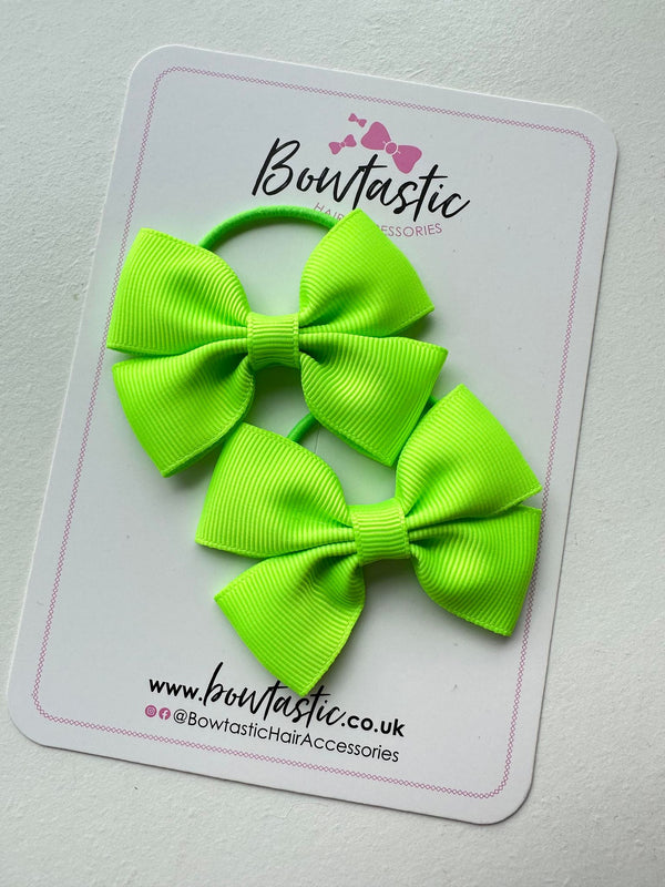 2.5 Inch Butterfly Bow Thin Elastic - Key Lime - 2 Pack