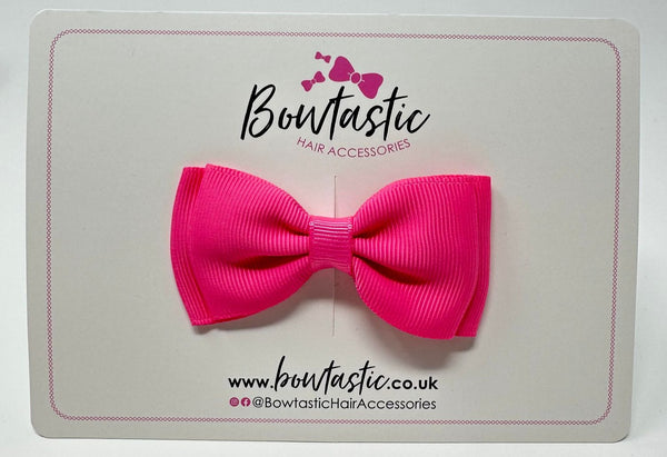 3 Inch Flat Double Bow - Hot Pink