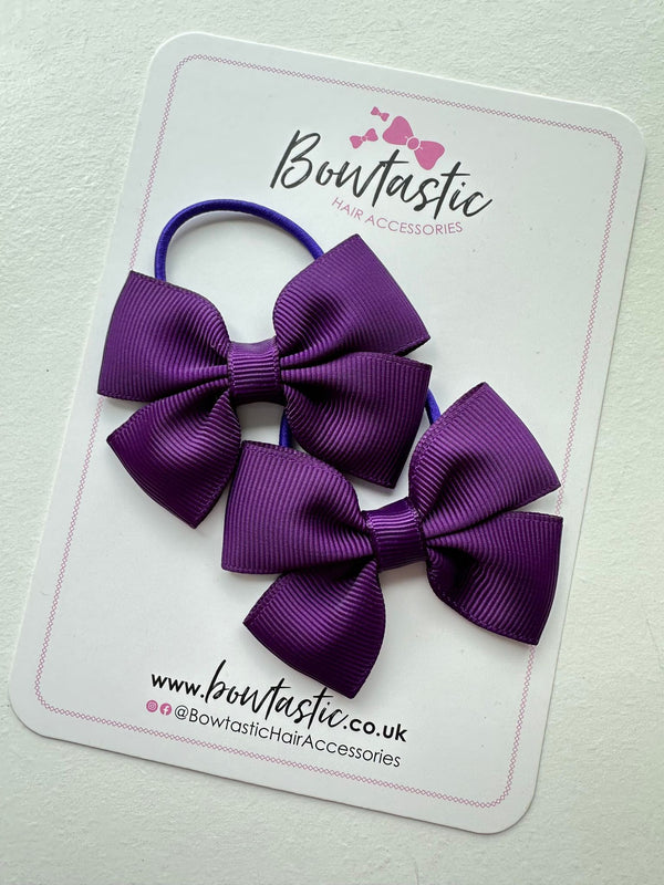 2.5 Inch Butterfly Bow Thin Elastic - Plum - 2 Pack