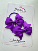 2.5 Inch Flat Bow Thin Elastic - Style 2 - Purple - 2 Pack