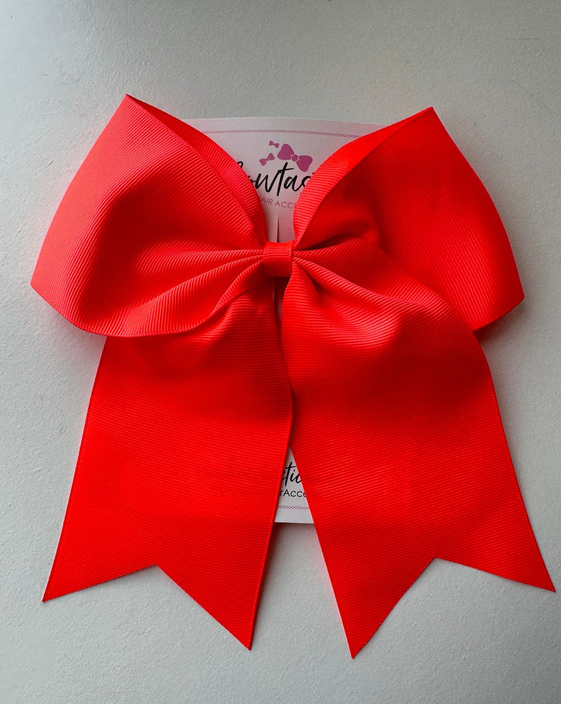 7 Inch Cheer Bow - Neon Orange