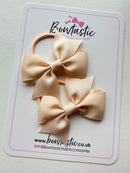 2.5 Inch Flat Bow Thin Elastic - Style 2 - Nude - 2 Pack